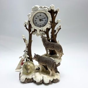 🕰️🌘🐺Cadona - Vintage Collectible Wolf Mantel Quartz Clock.